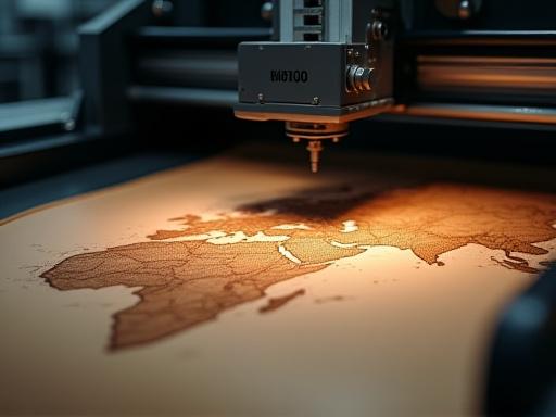 革に地図を印刷する特殊なプリンター